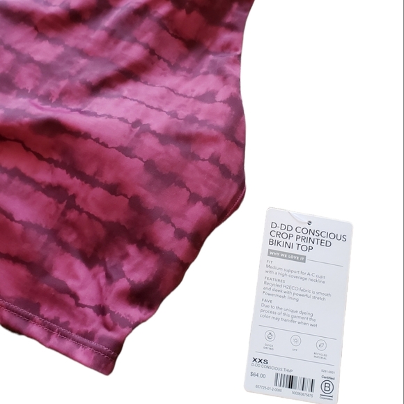 Athleta Conscious Crop Printed Bikini Top NEW Womens Vintage Plum - Picture 3 of 5